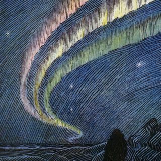 Woodcutting of the northen lights, by Fridtjof Nansen